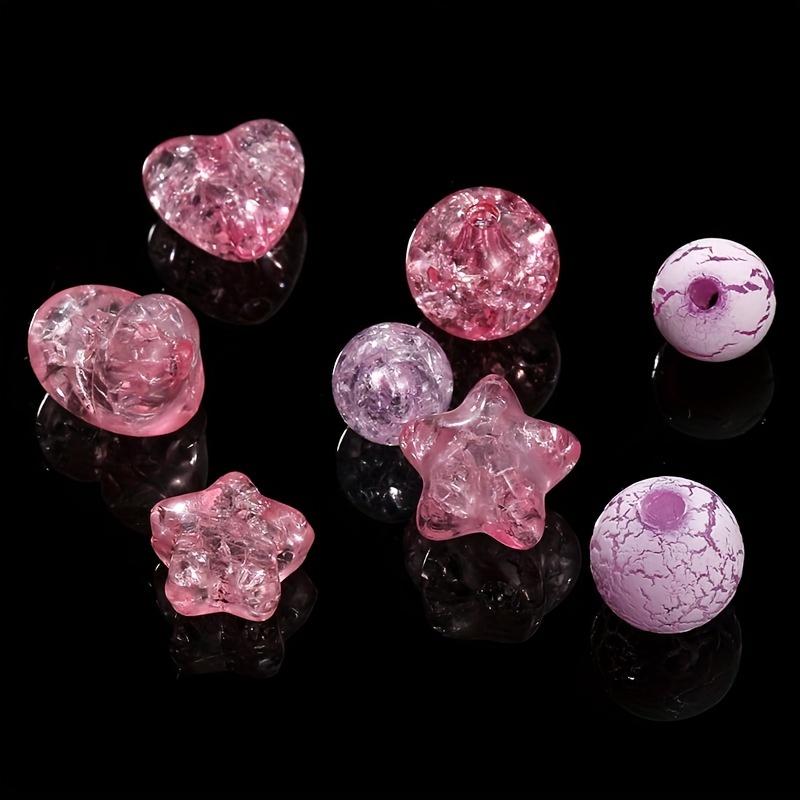 50pcs Colorful Acrylic Crackle Glass Pattern Beads for DIY Jewelry